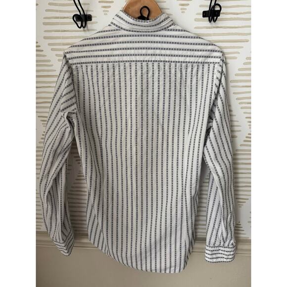 Massimo Dutton Men’s Medium Cotton Blue Patterned Button Up Business Shirt - Picture 4 of 6